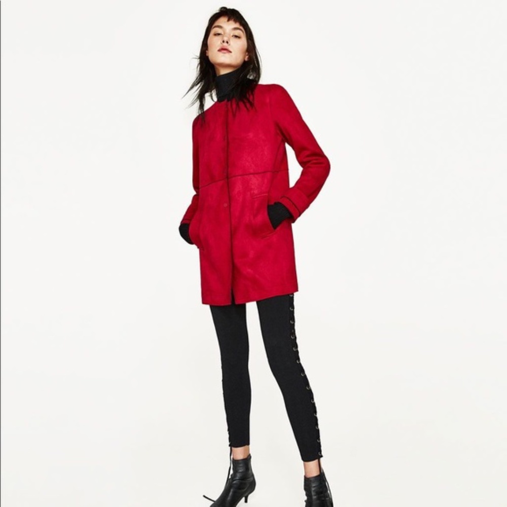 Zara Red Faux Suede Jacket